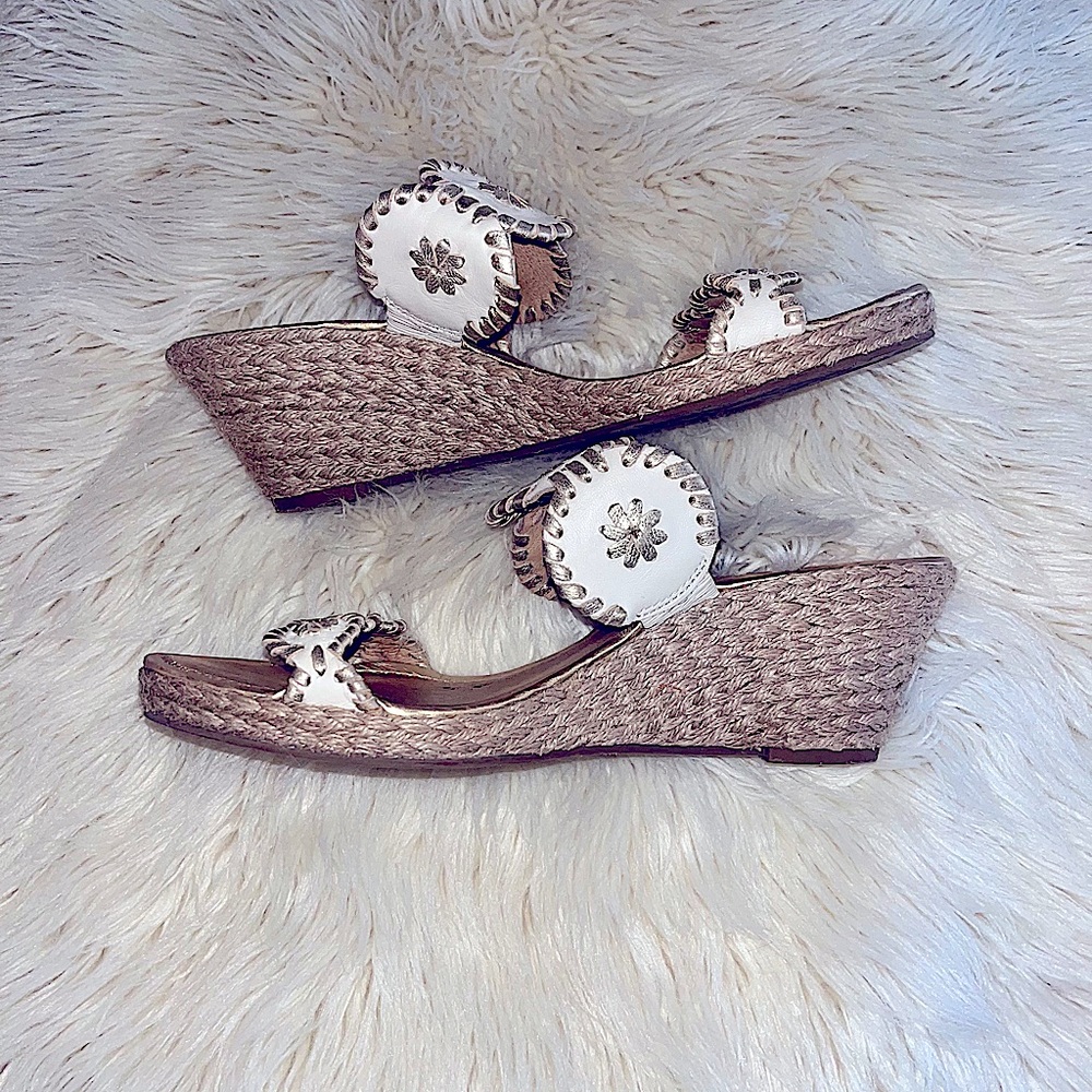 Jack Rogers -Ivory and Gold Wedge - Size 9 - Picture 1 of 4